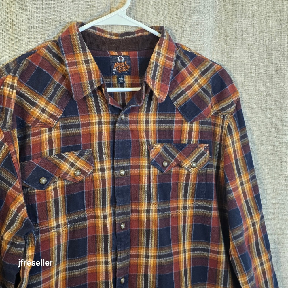 Moonshine Spirit Flannel Pearl Snap Shirt Mens XL Plaid Flannel Lot/2 Pearl Snap - Picture 3 of 11